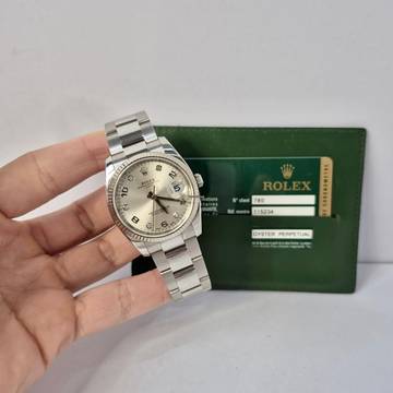  Rolex Oyster Perpetual Date Ouro Branco & Aço & Diamantes 34mm Automático Completo 