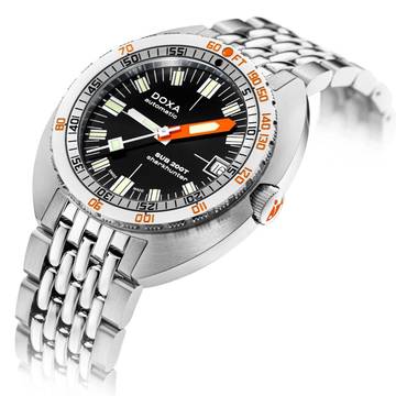 Doxa Sub 300T Sharkhunter Stahl 42,5 44,5 mm ZB schwarz Helium Ventil Stahlarmband Full Set neu