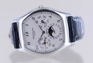 Thumbnail von Patek Philippe Perpetual Calendar Grande Complication Perpetual Calendar Platin slver Dial Luxusuhr rar