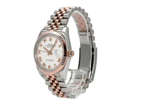  Rolex Datejust 36 Oystersteel / Everose-Gold Ref. 126231 Weiß Römisch Jubile-Band 
