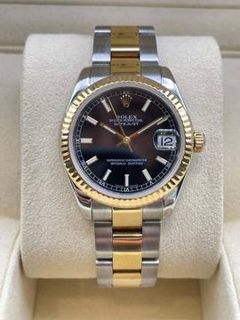  Rolex Lady-Datejust 31 with Papers good condition black dial Steel/Gold 