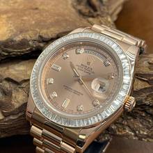Thumbnail von Rolex Day-Date II Oyster Perpetual Day-Date II Dia - 18kt Roségold - Ref. 218235 Baguette Bezel Aftermarket