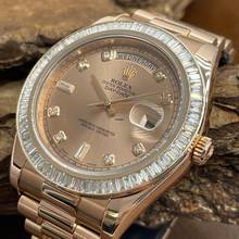 Thumbnail von Rolex Day-Date II Oyster Perpetual Day-Date II Dia - 18kt Roségold - Ref. 218235 Baguette Bezel Aftermarket