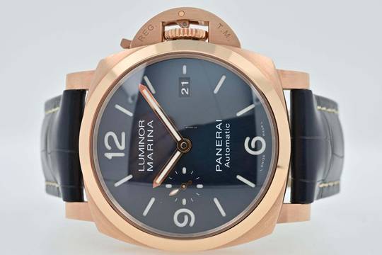  Panerai Luminor Marina 18k Rose Gold PAM01112 PAM 1112 Blue Dial 