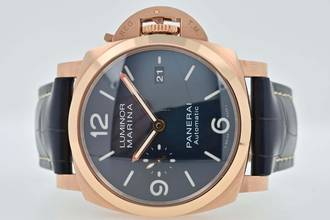  Panerai Luminor Marina 18k Rose Gold PAM01112 PAM 1112 Blue Dial 