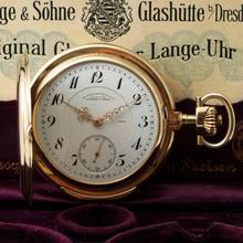 Thumbnail von A. Lange & Söhne Gr. Heavy Louis XV Savonette Pocket Watch 14k Gold 1918. Original case and papers Excellent condition