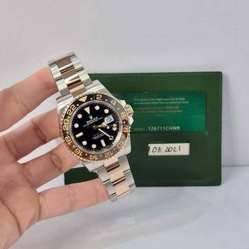  Rolex GMT-Master II Rootbeer Ouro Rosé & Aço 40mm Automatic Completo 