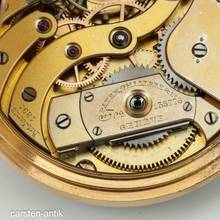 Thumbnail von Patek Philippe 56mm 135g. 18k gold Chronometro Gondolo with original box pocket watch. 1915 Rare: double signature on dial beautiful case