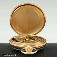 Thumbnail von Patek Philippe 56mm 135g. 18k gold Chronometro Gondolo with original box pocket watch. 1915 Rare: double signature on dial beautiful case