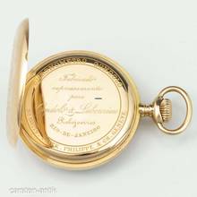 Thumbnail von Patek Philippe 56mm 135g. 18k gold Chronometro Gondolo with original box pocket watch. 1915 Rare: double signature on dial beautiful case