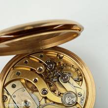 Thumbnail von Patek Philippe 56mm 135g. 18k gold Chronometro Gondolo with original box pocket watch. 1915 Rare: double signature on dial beautiful case