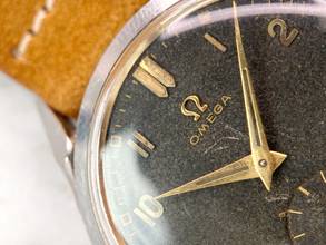 Thumbnail von Omega Classic Beautiful Vintage 35mm Unrestored Black Chocolate GILT Dial 2605 2605