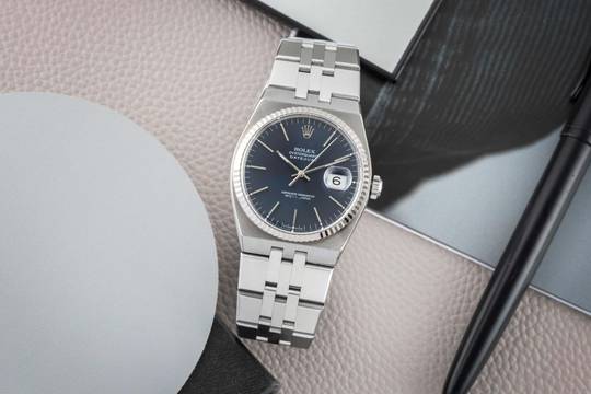  Rolex Datejust Oysterquartz Dark Blue Dial Stahl / Weissgold Quarz Herrenuhr Ref. 17014A 