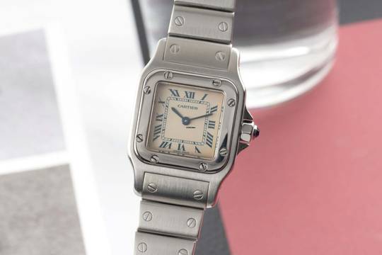  Cartier Santos Galbée Stahl Quarz Damenuhr Ref. W20017D6 Klassiker 