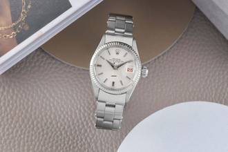 Thumbnail von Rolex Oyster Perpetual Lady Date Silver Dial Stahl / Weissgold Automatik Damenuhr Ref. 6517 Vintage