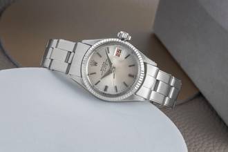 Thumbnail von Rolex Oyster Perpetual Lady Date Silver Dial Stahl / Weissgold Automatik Damenuhr Ref. 6517 Vintage