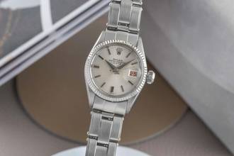 Thumbnail von Rolex Oyster Perpetual Lady Date Silver Dial Stahl / Weissgold Automatik Damenuhr Ref. 6517 Vintage