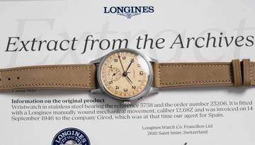 Thumbnail von Longines SUPER RARE OVERSIZED 37MM POINTER DATE FROM 1946 VINTAGE
