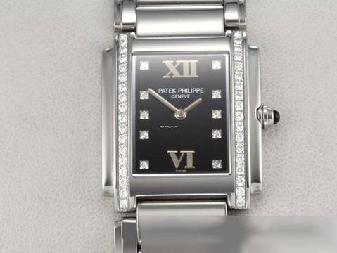  Patek Philippe Twenty~4 Twenty 4 4910 2006 Edelstahl Diamanten Damen Stahl Medium Steel Black Dial 