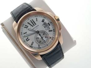 Thumbnail von Cartier Calibre de Cartier 18 Karat Rosegold Calibre De Cartier 42mm Herrenuhr mit Faltschließe Neuzustand Glasboden Cartier Service