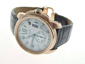 Thumbnail von Cartier Calibre de Cartier 18 Karat Rosegold Calibre De Cartier 42mm Herrenuhr mit Faltschließe Neuzustand Glasboden Cartier Service