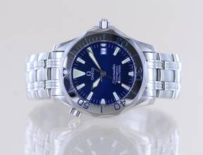 Thumbnail von Omega Seamaster Diver 300 M Electric Blue Dial Schwertzeiger Quartz rar 36 mm Unisex