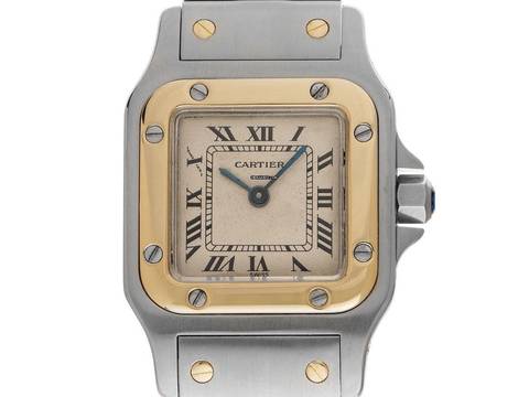  Cartier Santos Galbée Lady PM kleines Modell Ref.1057930 Bj.1992 Full Set original Vintage Unpoliert Santos Galbee Lady PM kleines Modell 