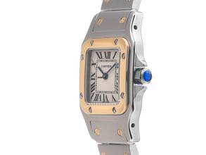 Thumbnail von Cartier Santos Galbée Lady PM kleines Modell Ref.1057930 Bj.1995 Full Set original Vintage Unpoliert Santos Galbee Lady PM kleines Modell