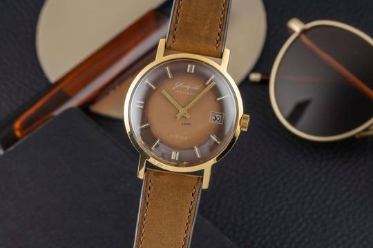  Glashütte Original Spezimatic Brown Dial vergoldet Automatik Herrenuhr Kaliber 75 Vintage 