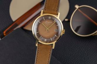 Glashütte Original Spezimatic Brown Dial Gold-Plated Automatic Men's Watch Caliber 75 Vintage