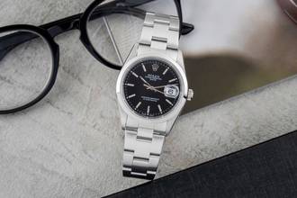 Thumbnail von Rolex Oyster Perpetual Date 34 Black Dial Oyster Stahl Automatik Herrenuhr Ref. 15200 W-Serie