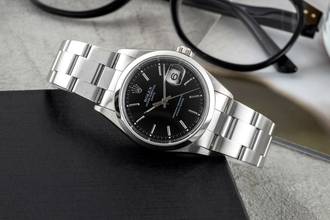 Thumbnail von Rolex Oyster Perpetual Date 34 Black Dial Oyster Stahl Automatik Herrenuhr Ref. 15200 W-Serie