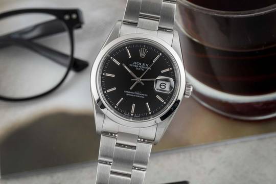  Rolex Oyster Perpetual Date 34 Black Dial Oyster Stahl Automatik Herrenuhr Ref. 15200 W-Serie 