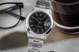 Thumbnail von Rolex Oyster Perpetual Date 34 Black Dial Oyster Stahl Automatik Herrenuhr Ref. 15200 W-Serie