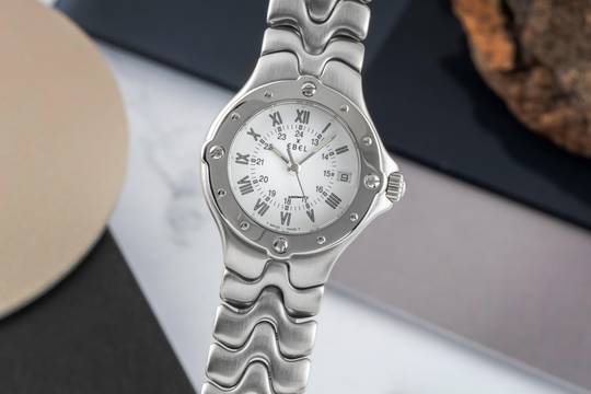  Ebel Sportwave Edelstahl Quarz Damenuhr Datum Ref. E9087621 