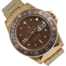  Rolex GMT-Master 1675 Concorde Chocolate Enamel dial yellow gold 18KT 1968 