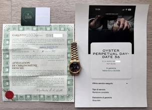 Thumbnail von Rolex Day-Date 18038 President Soleil blue dial gold 18KT Full Set TOP Condition