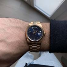 Thumbnail von Rolex Day-Date 18038 President Soleil blue dial gold 18KT Full Set TOP Condition