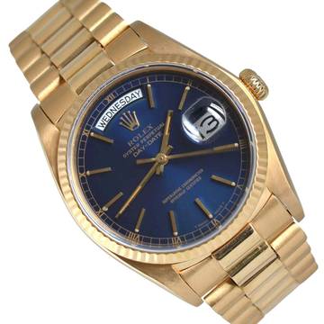  Rolex Day-Date 18038 President Soleil blue dial gold 18KT Full Set TOP Condition 