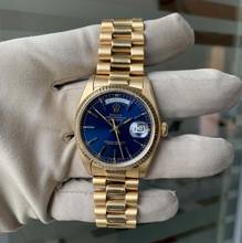 Thumbnail von Rolex Day-Date 18038 President Soleil blue dial gold 18KT Full Set TOP Condition