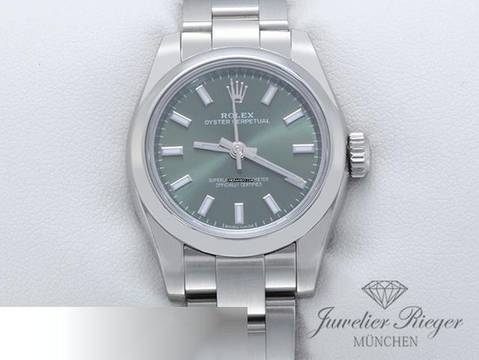  Rolex Oyster Perpetual 26mm 176200 2018 Edelstahl Automatik Stahl Stainless Steel Oyster-band Chronometer Green Dial 