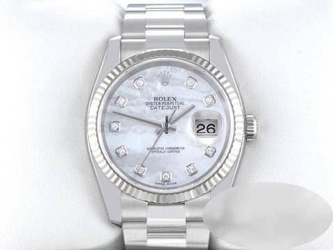  Rolex Datejust 36 116234 Stahl Weissgold 750 Diamanten Perlmutt Automatik Stainless Steel 18kt White Gold Oyster-band Chronometer 