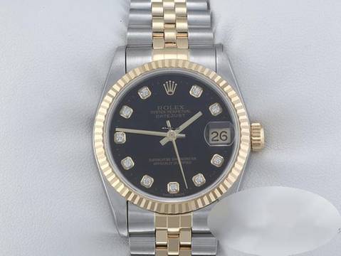  Rolex Datejust 31 Medium Stahl Gelbgold 750 1996 Diamanten Automatik Gold Stahl Stainless Steel 18kt Yellow Gold Jubilé-band Chronometer Oyster Black Dial 