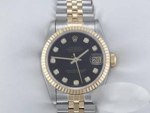  Rolex Datejust 31 Medium Stahl Gelbgold 750 1996 Diamanten Automatik Gold Stahl Stainless Steel 18kt Yellow Gold Jubilé-band Chronometer Oyster Black Dial 