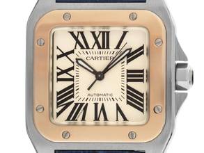 Thumbnail von Cartier Santos 100 GM Großes Modell Ref.2878 2015 Full Set wie Neu Vintage Santos 100 GM Großes Modell Krokoleder Faltschließe
