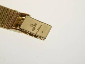 Thumbnail von Audemars Piguet 18-karat yellow gold with original diamond setting and green dial. Rarity Lady Cocktail watch in original condition, manual winding.
