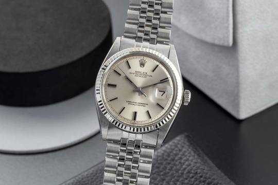  Rolex Datejust 36 Silver Dial Stahl / Weissgold Automatik Herrenuhr 1601 Vintage 