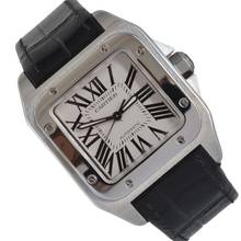  Cartier Santos 100 Medium 33MM W20106X8 silver dial Full Set Like NEW 