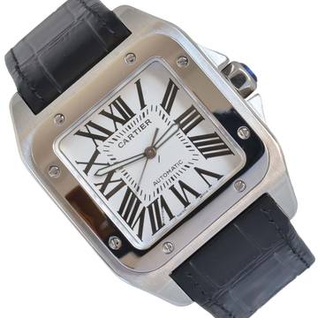  Cartier Santos 100 XL W20073X8 silver dial Full Set Like NEW 