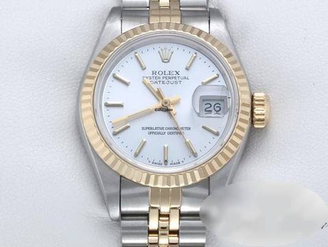  Rolex Lady-Datejust Edelstahl Gelbgold 750 Automatik Gold Stahl Damen Stainless Steel 18kt Yellow Gold Jubilé-band Chronometer Oyster White Dial 